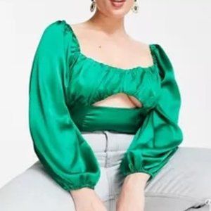 NWT Plus Size ASOS Satin Green Bodysuit